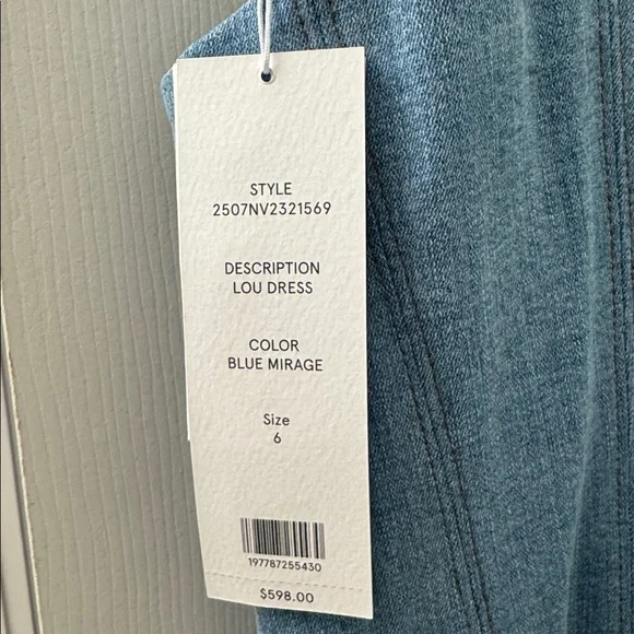 Veronica Beard Lou pleated midi dress. Light wash denim. Size 6. NWT - Picture 6 of 9